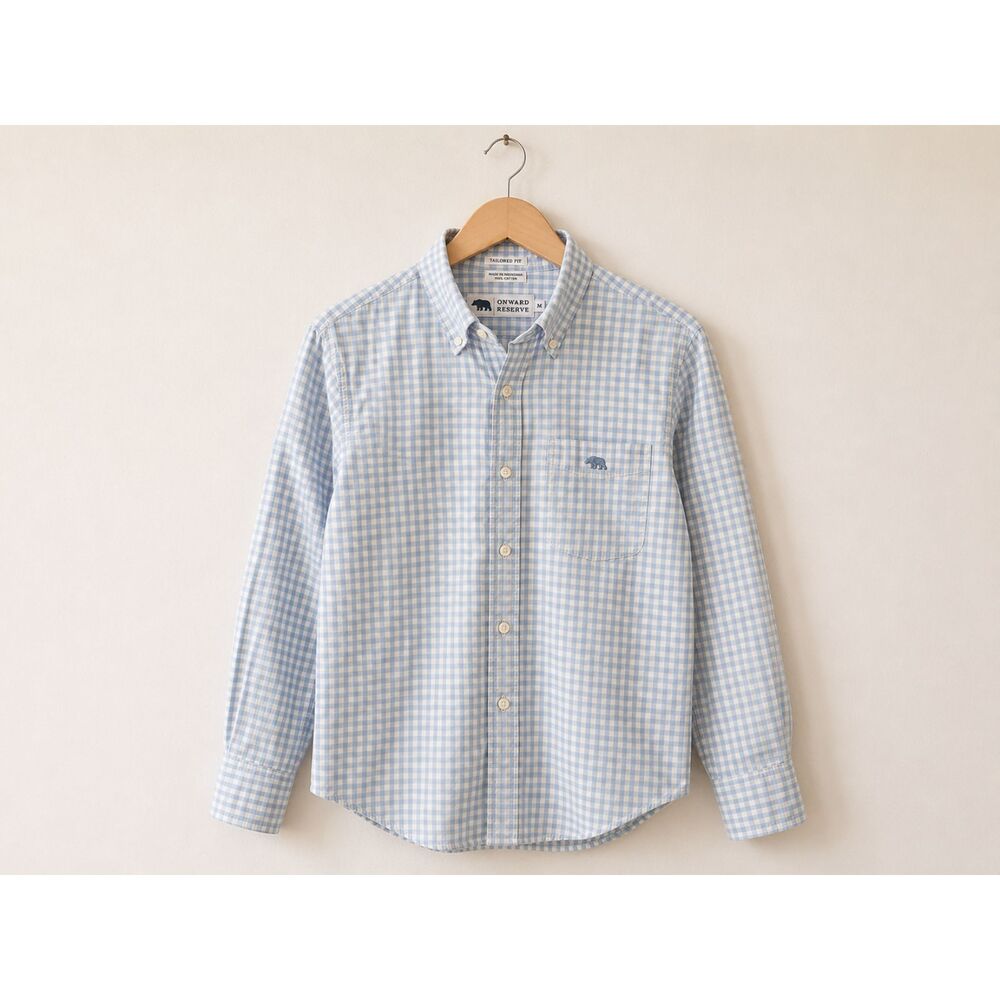 Onward Reserve Tailored Fit Gingham Button Down | Men's Medium 100% Cotton